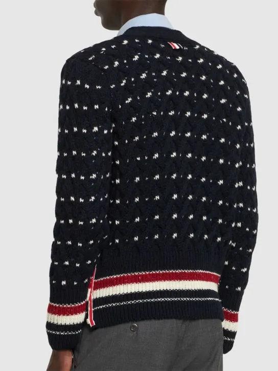 Thom Browne   All over cable stitch classic cardigan 