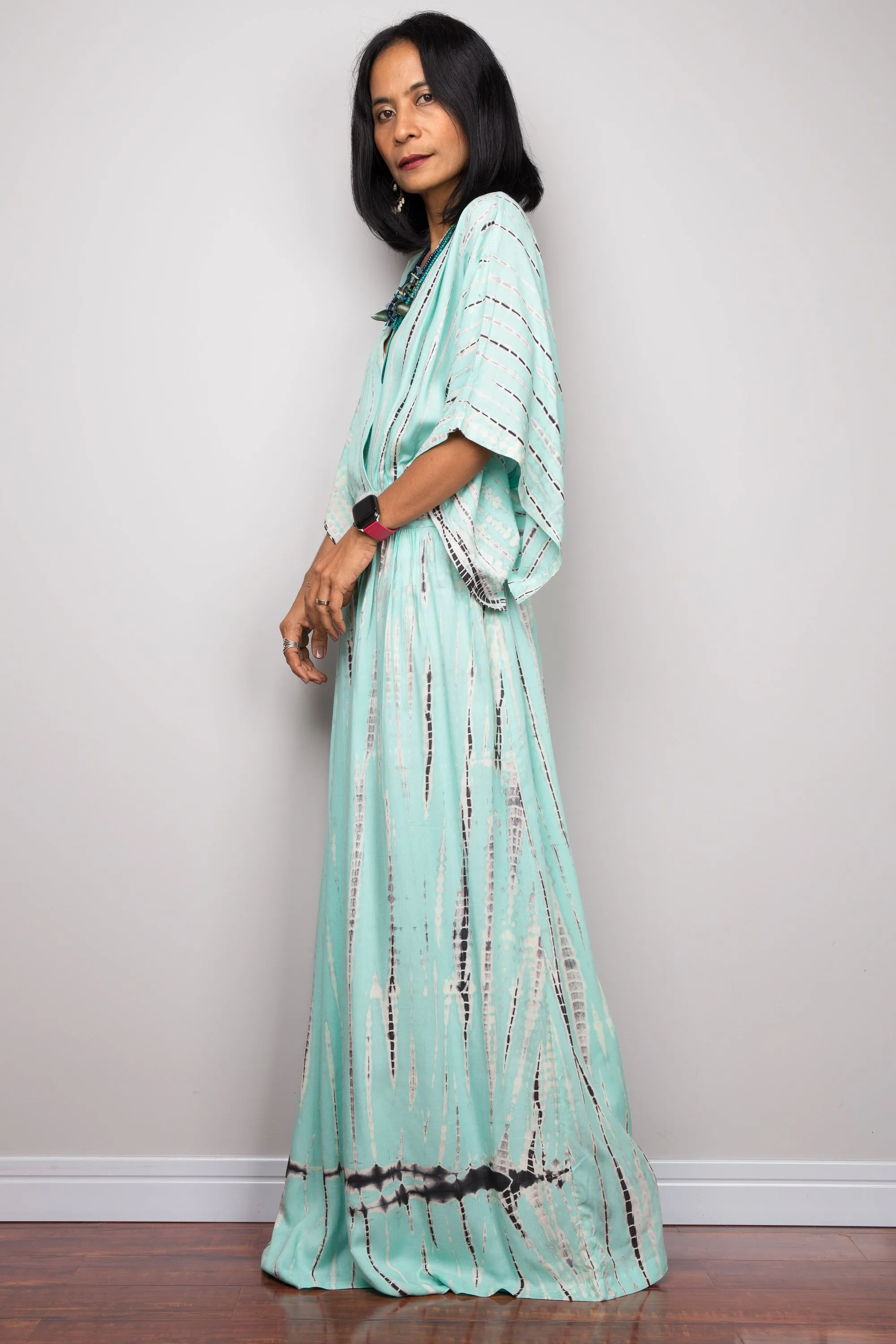 Tie dye kimono kaftan dress