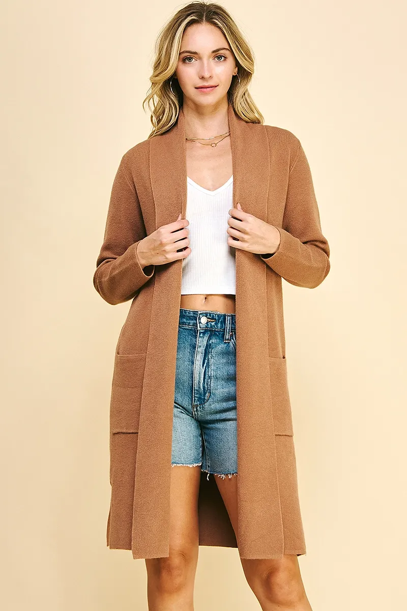 Total Comfort Open Knit Cardigan - Camel