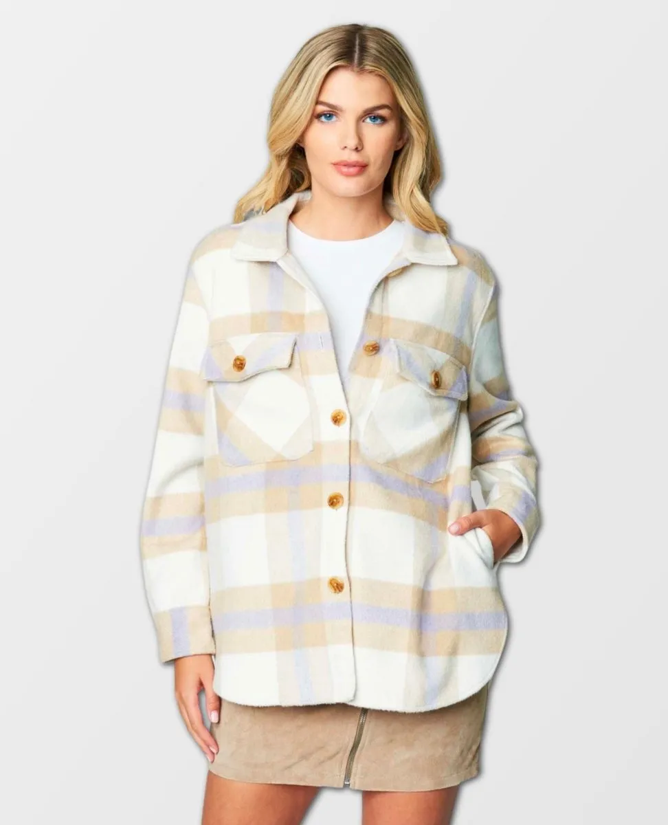 Trailblazer Shacket Neutral Plaid