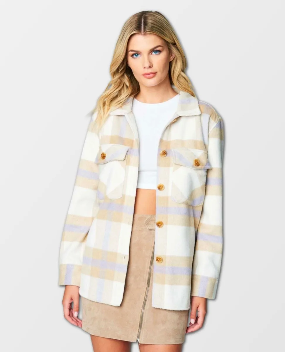 Trailblazer Shacket Neutral Plaid