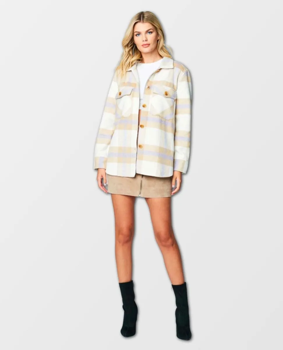 Trailblazer Shacket Neutral Plaid