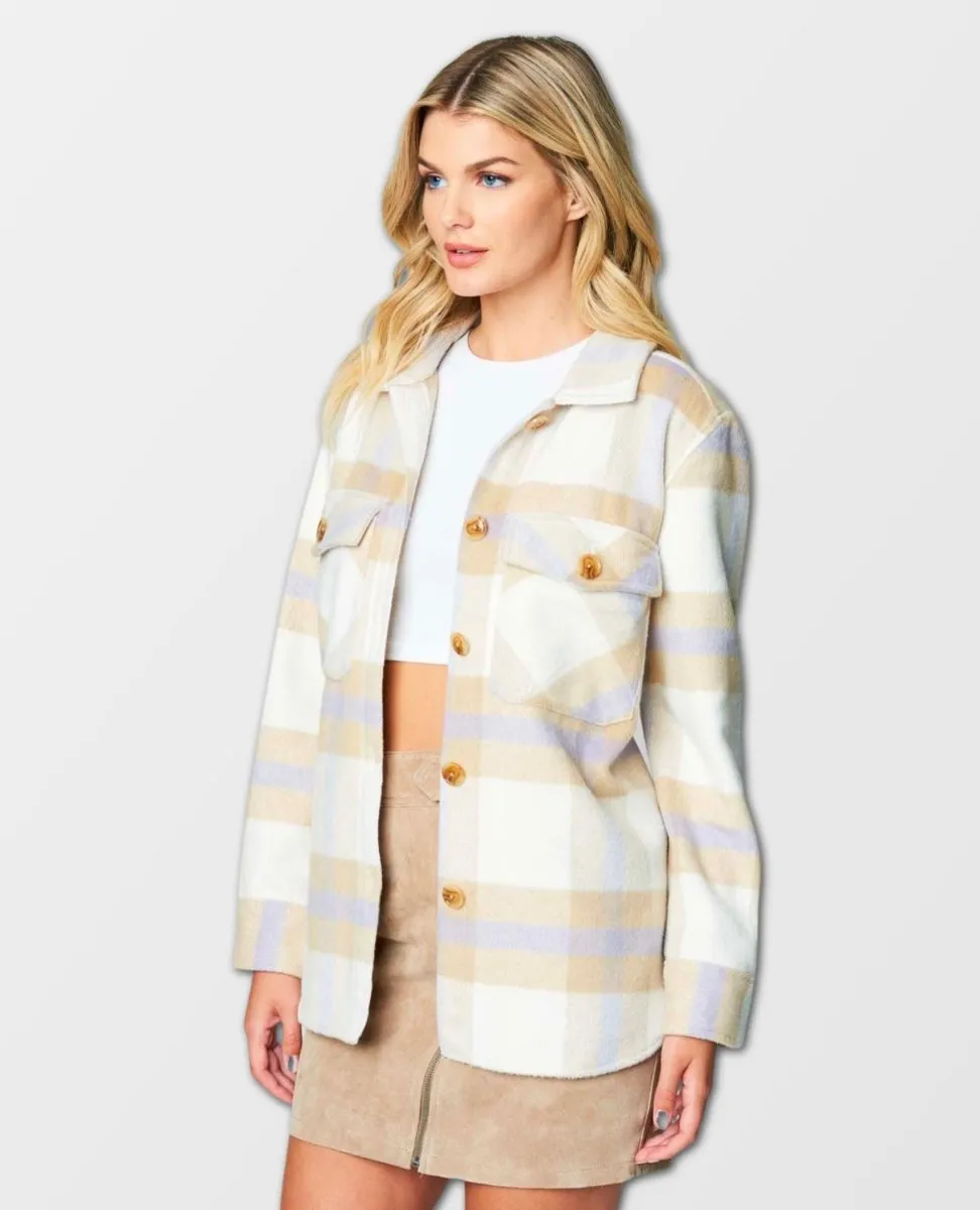 Trailblazer Shacket Neutral Plaid