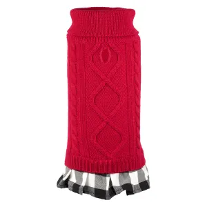 Turtleneck Dog Sweater Dress Red