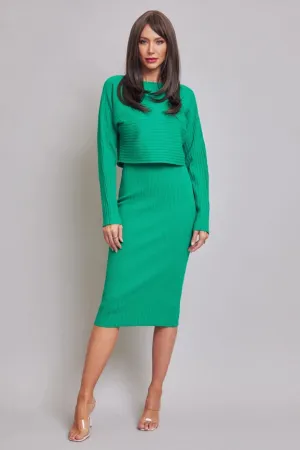 Two Piece Sweater & Dress Set KELLY GREEN