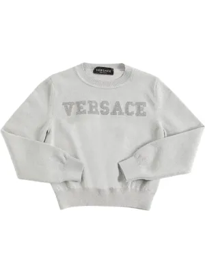 Versace   Embroidered logo cotton sweater 