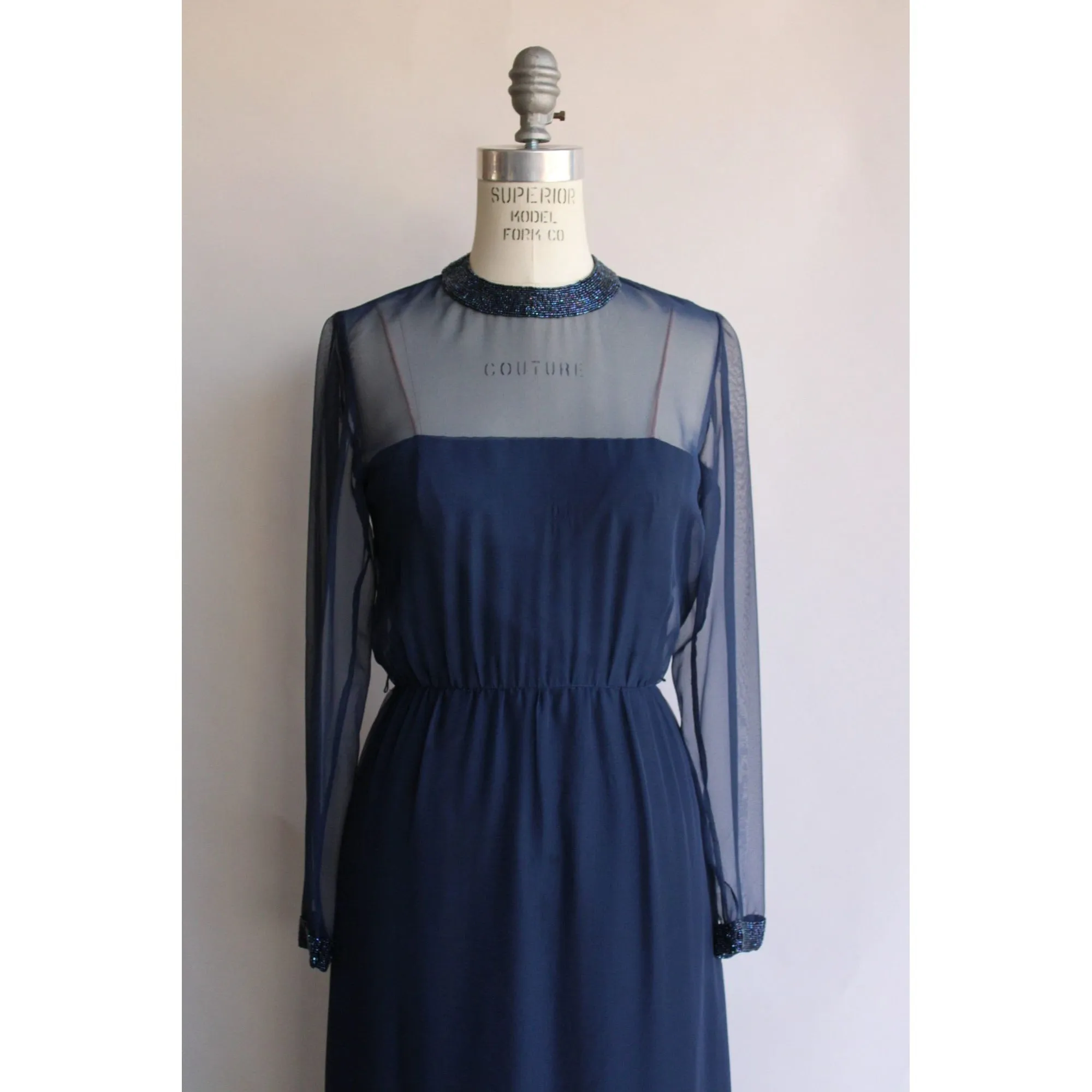 Vintage 1960s Victoria Royal Ltd. Navy Blue Cocktail Dress