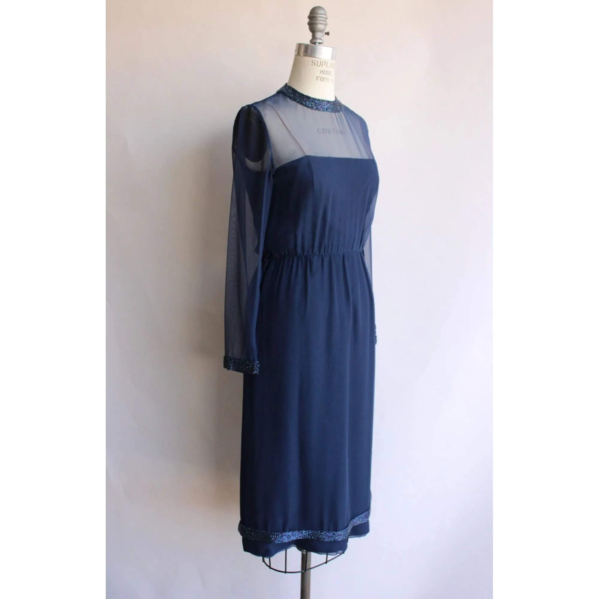 Vintage 1960s Victoria Royal Ltd. Navy Blue Cocktail Dress