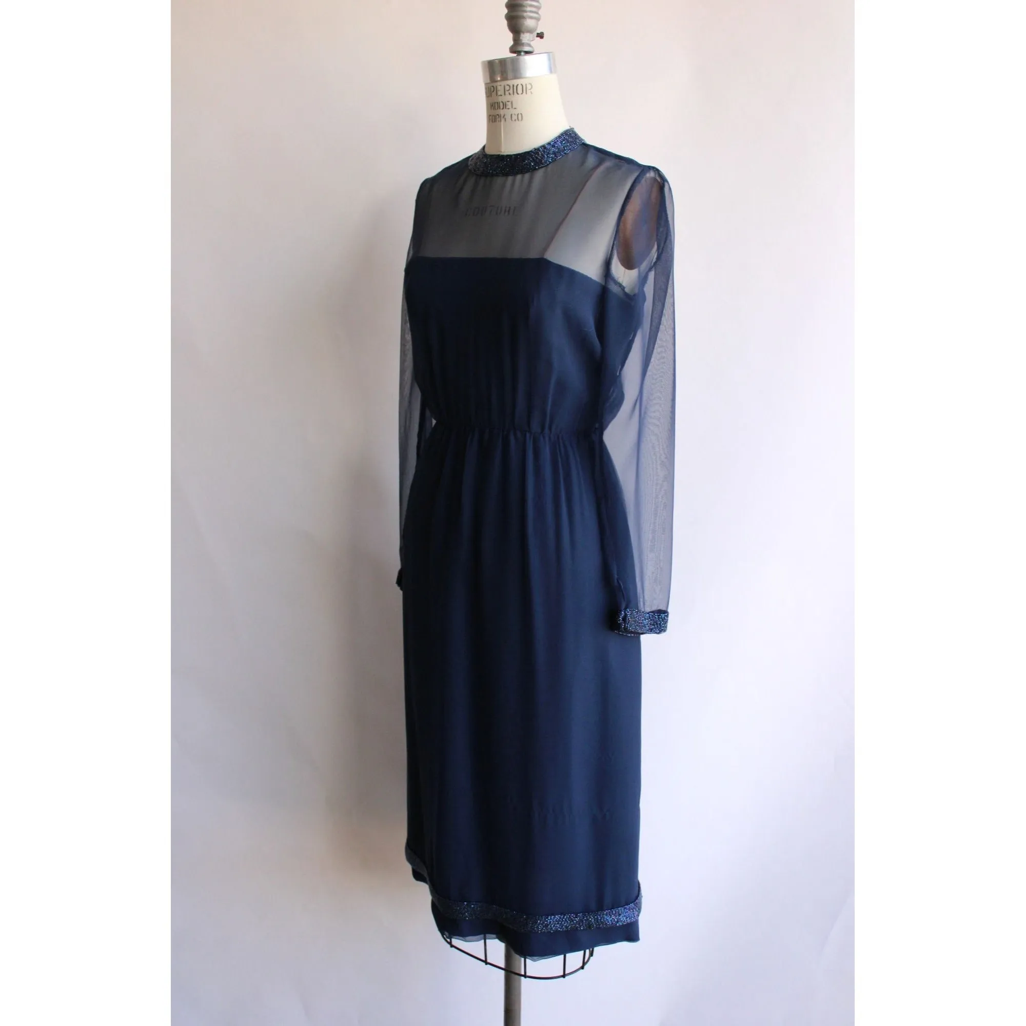 Vintage 1960s Victoria Royal Ltd. Navy Blue Cocktail Dress