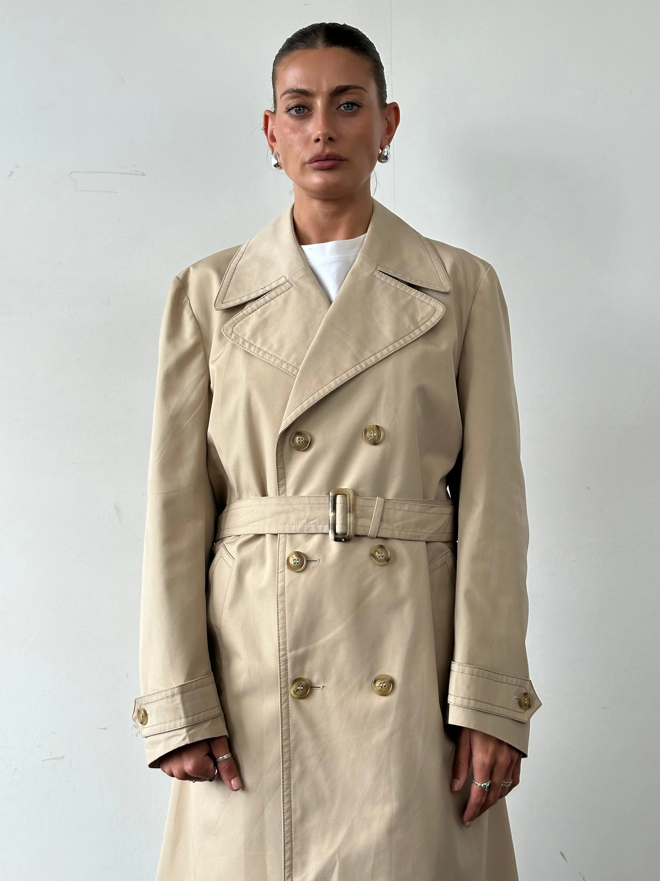 Vintage Double Breasted Belted Trench Coat - M/L