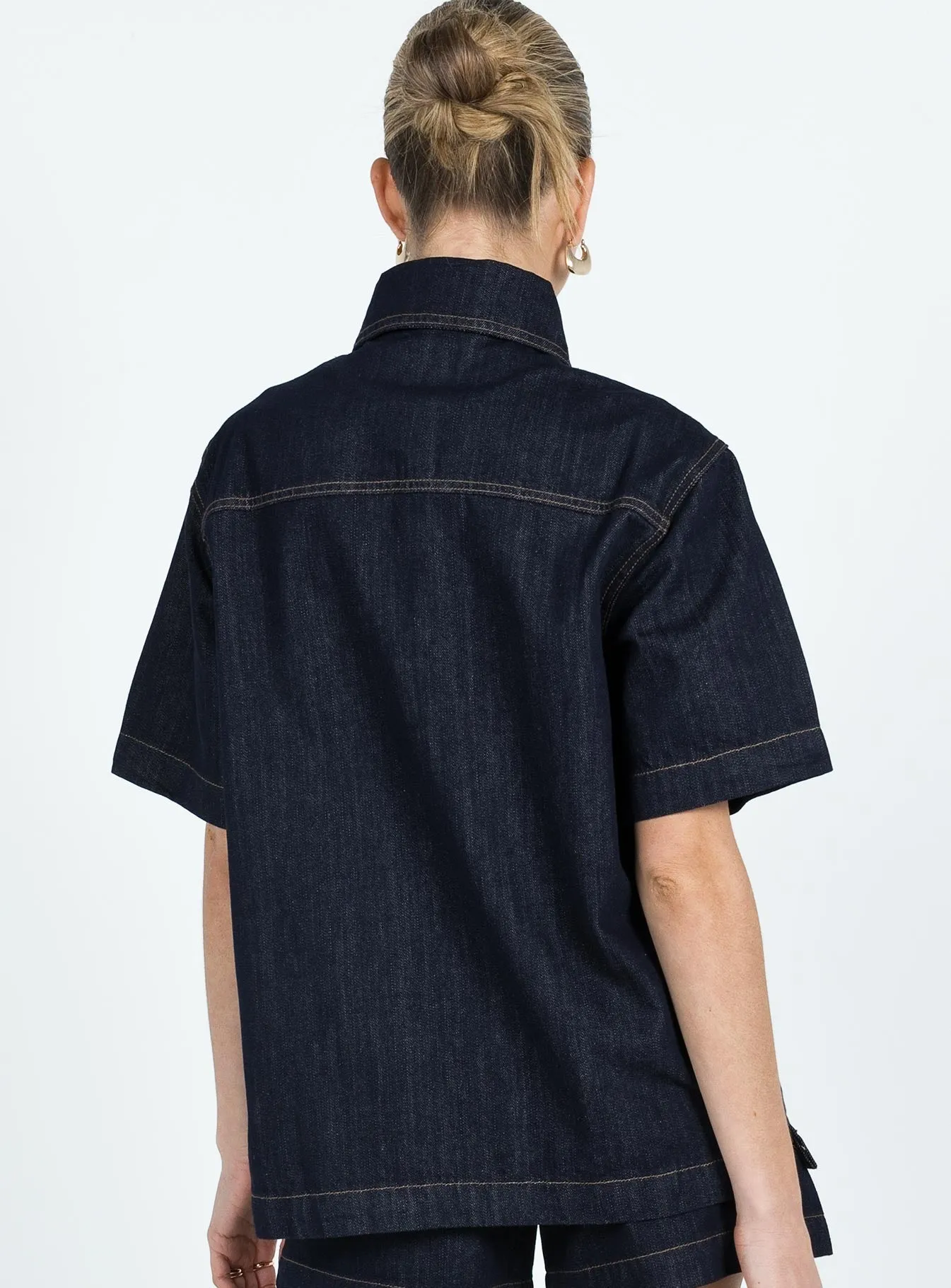 Whitaker Short Sleeve Shacket Dark Denim