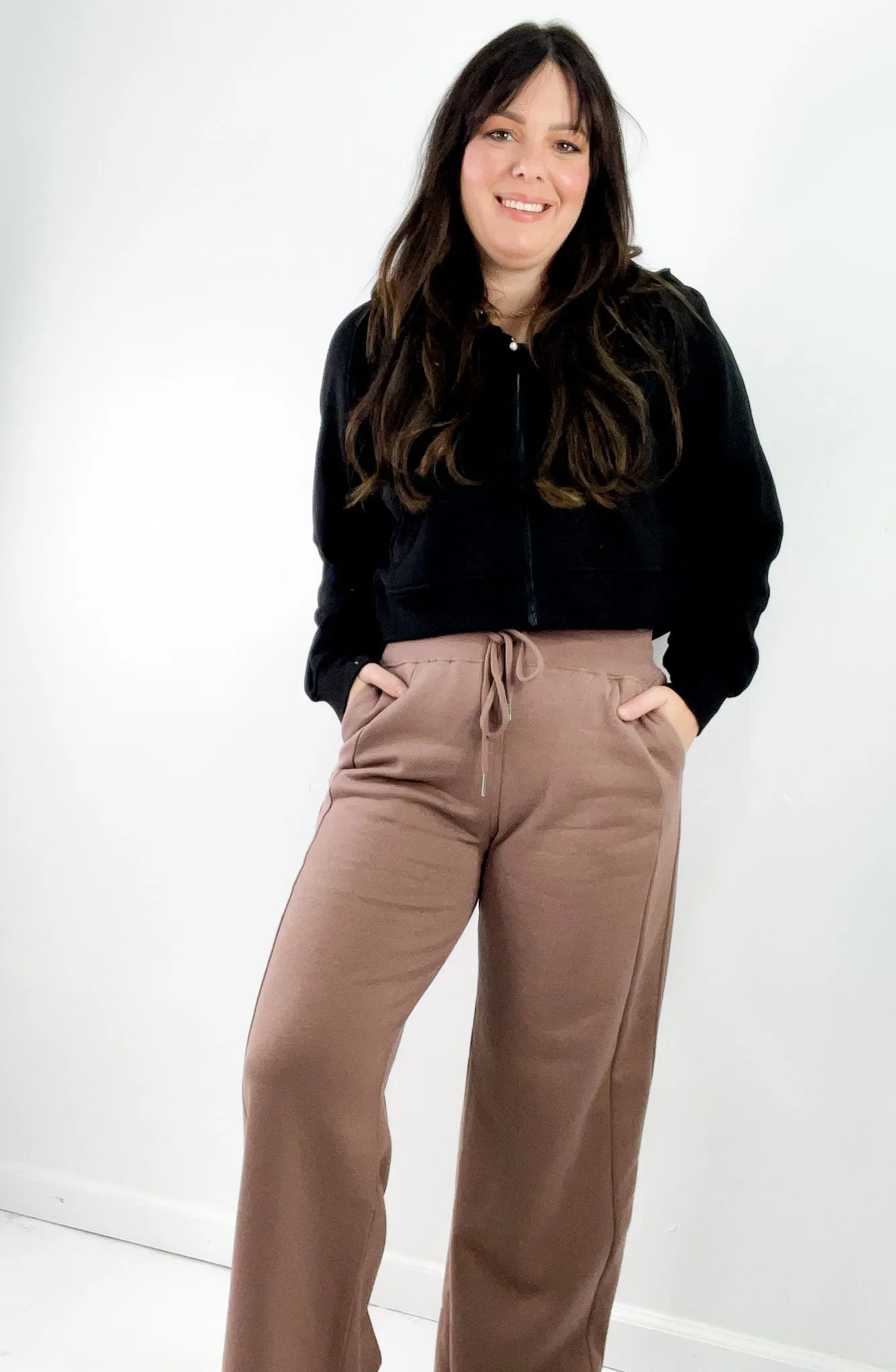 Wide Leg Seam Detail Drawstring Sweatpants