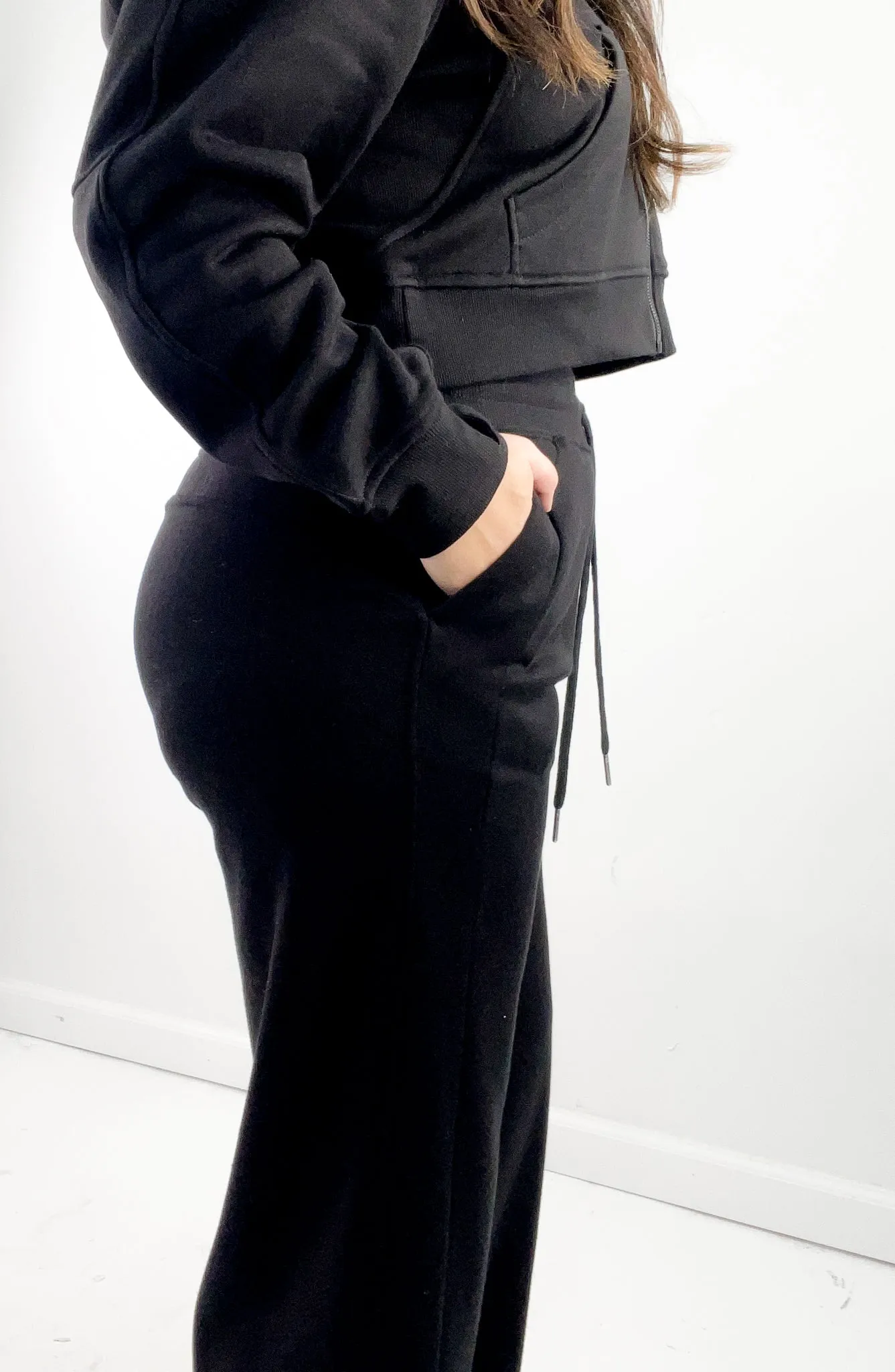 Wide Leg Seam Detail Drawstring Sweatpants