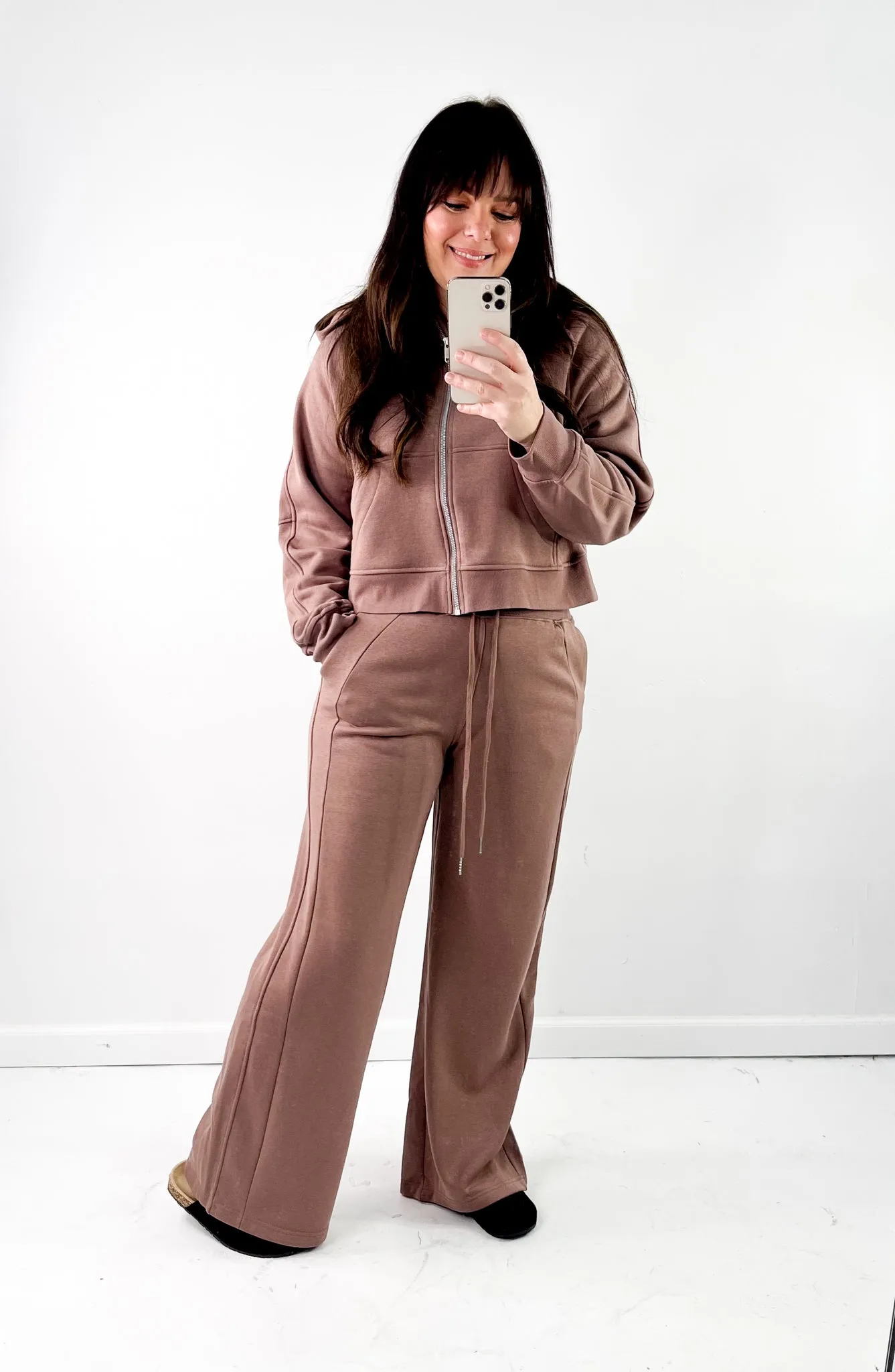 Wide Leg Seam Detail Drawstring Sweatpants