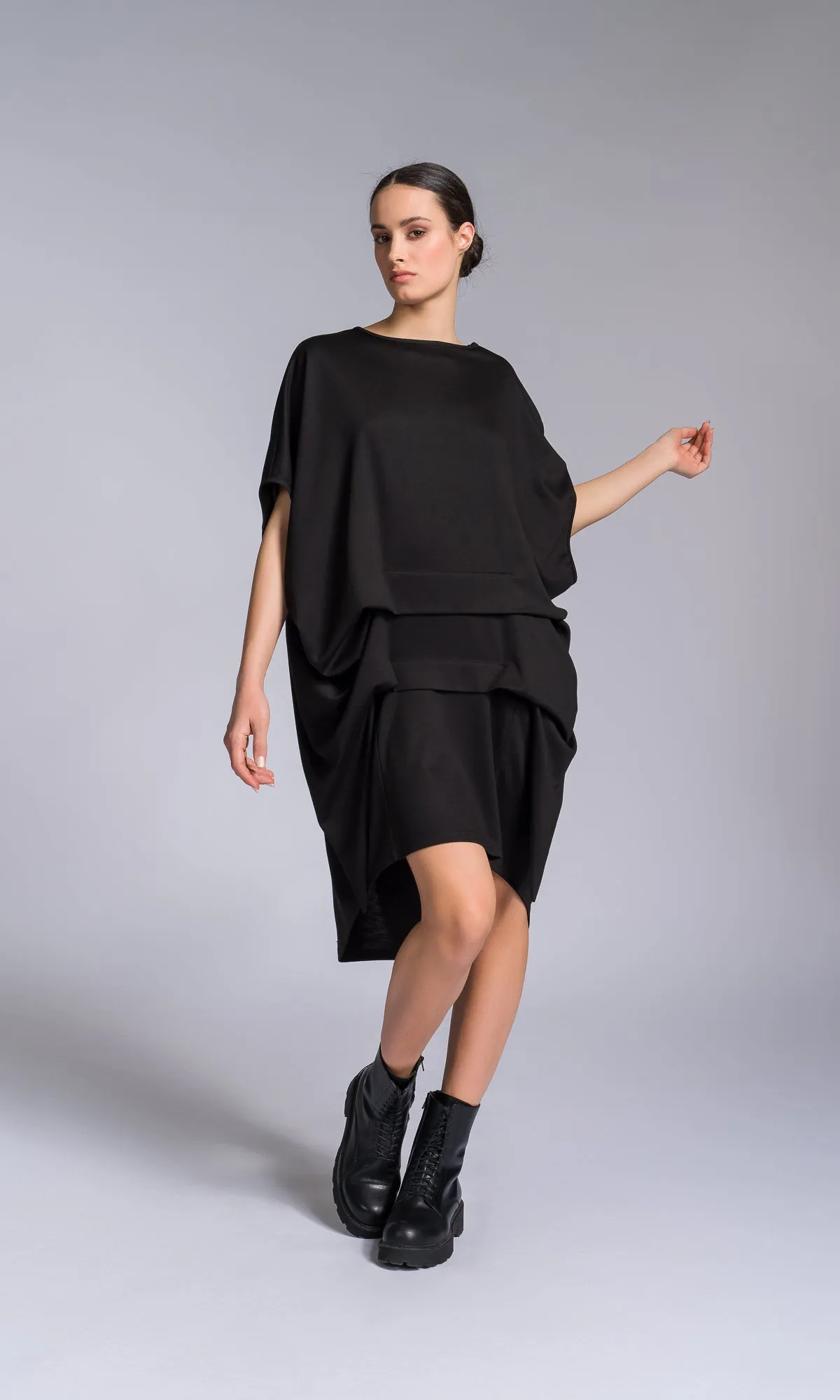 Wide Tucks Asymmetric Dress