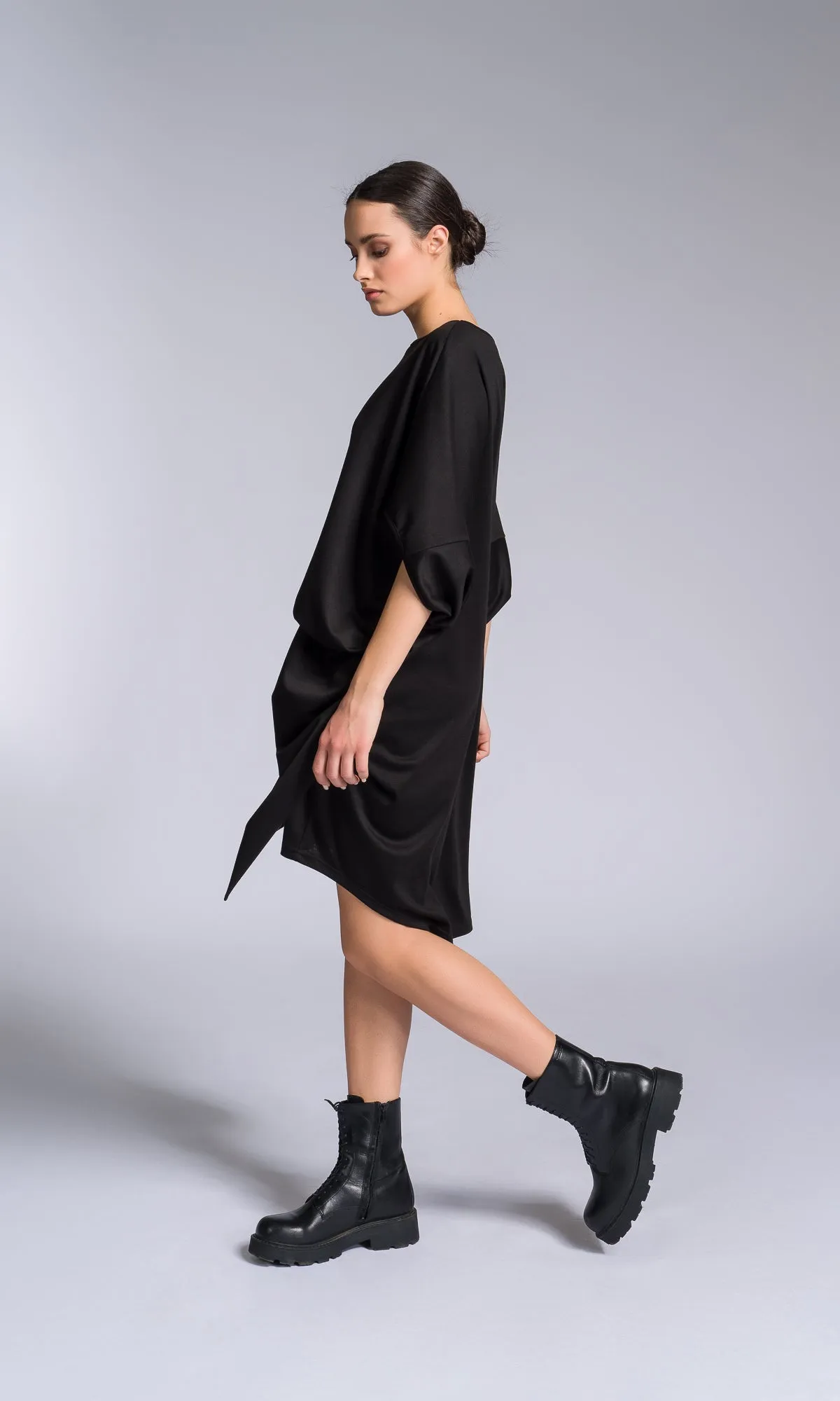 Wide Tucks Asymmetric Dress