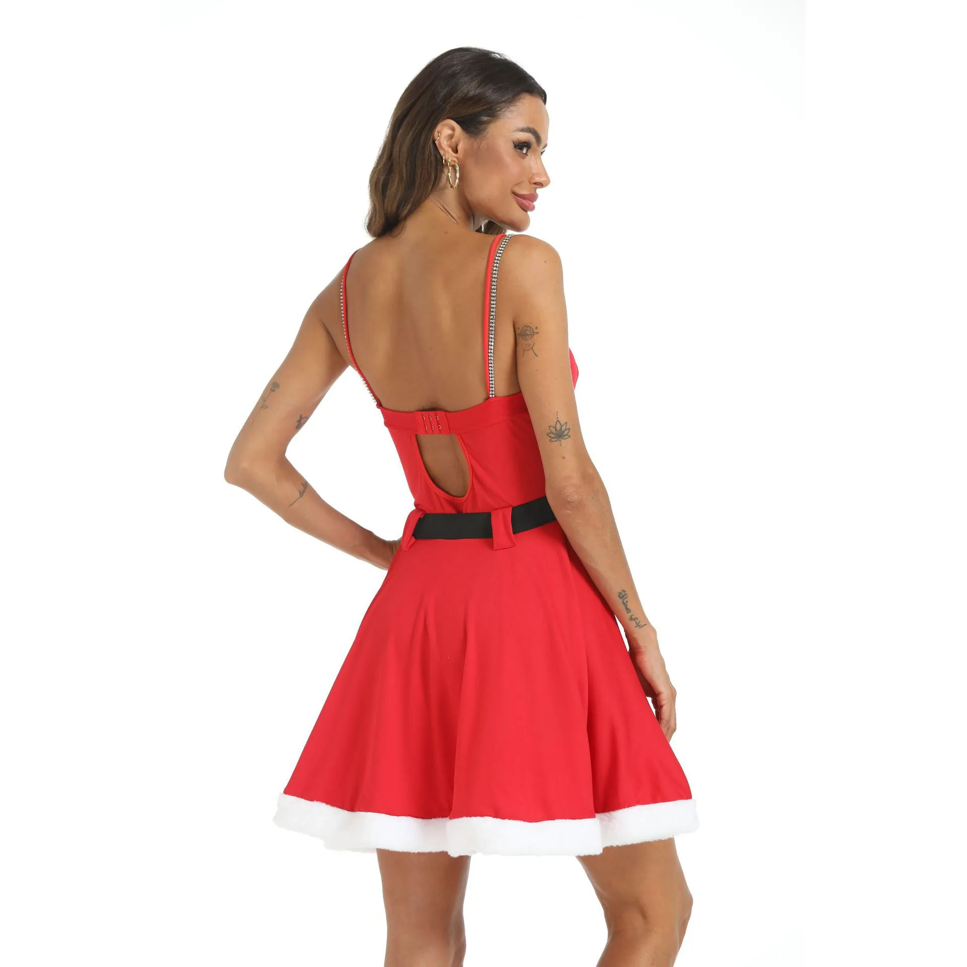 Women Christmas Dress Strapless Party Bodycon Mini Dress