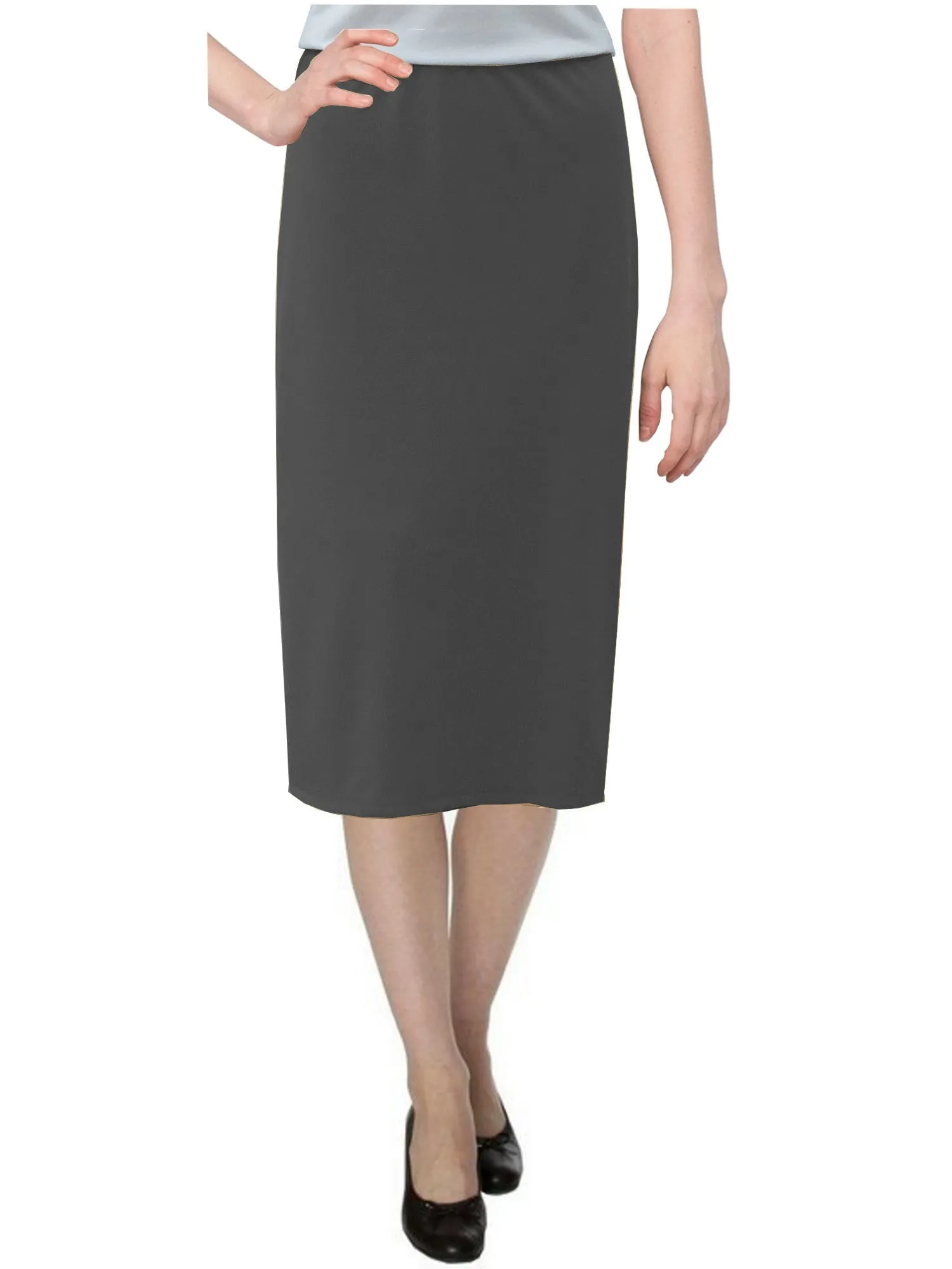 Women's Basic Modest 26" Below the Knee Length Midi Stretch Knit Straight Skirt