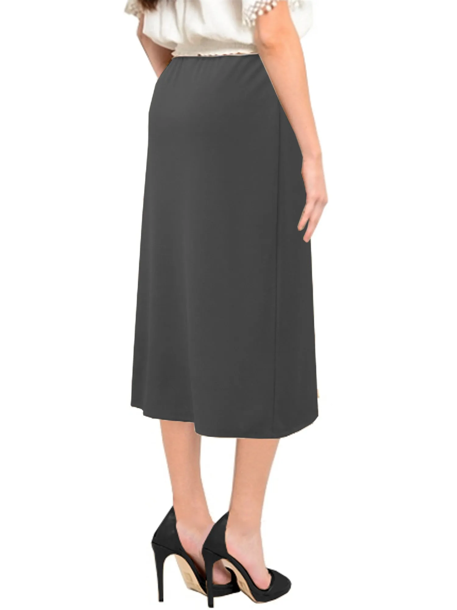 Women's Basic Modest 26" Below the Knee Length Midi Stretch Knit Straight Skirt