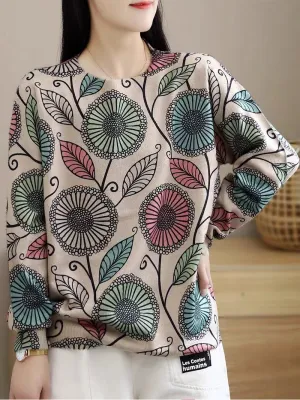 Women's Blossom Bliss Floral Printe Knitted Sweater