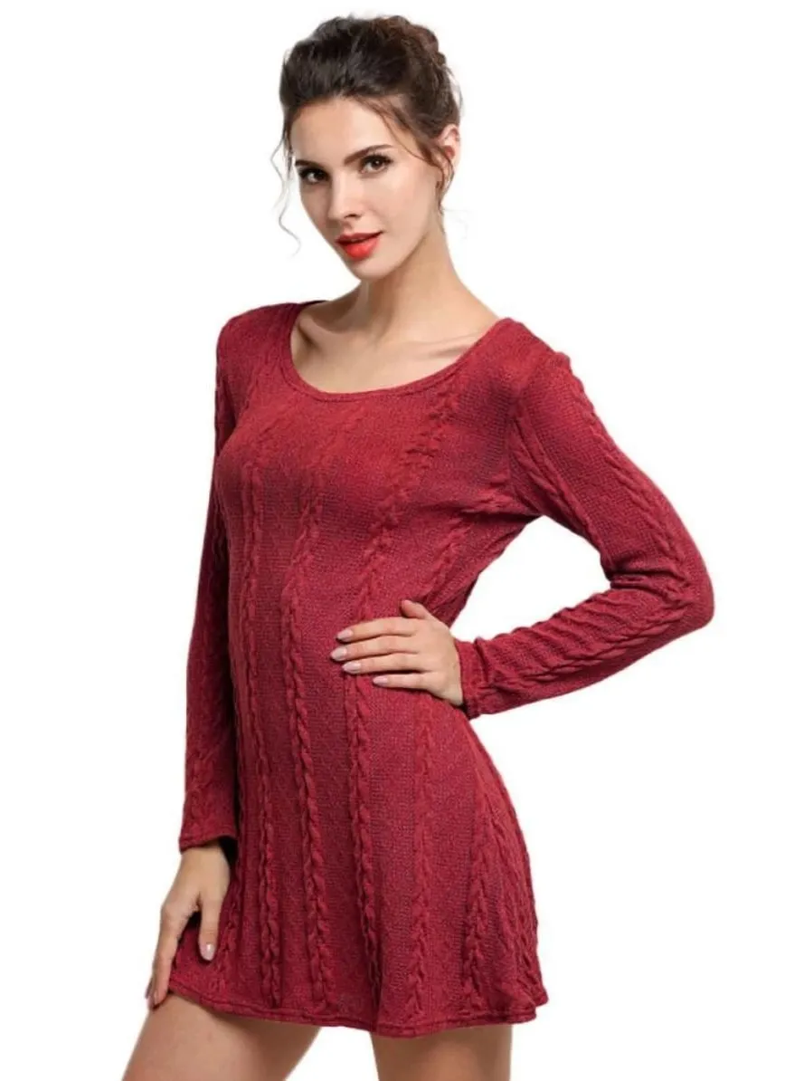 Women's Casual Long Sleeve Sweater Dress