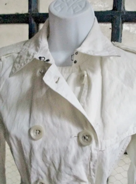 Womens Ladies BANANA REPUBLIC Cotton TRENCH COAT Jacket XS WHITE Petite