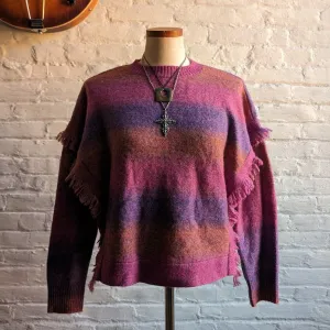 Y2K Chunky Knit Wool Stripe Grunge Sweater Boxy Cropped Ombre Pastel Fuzzy Top