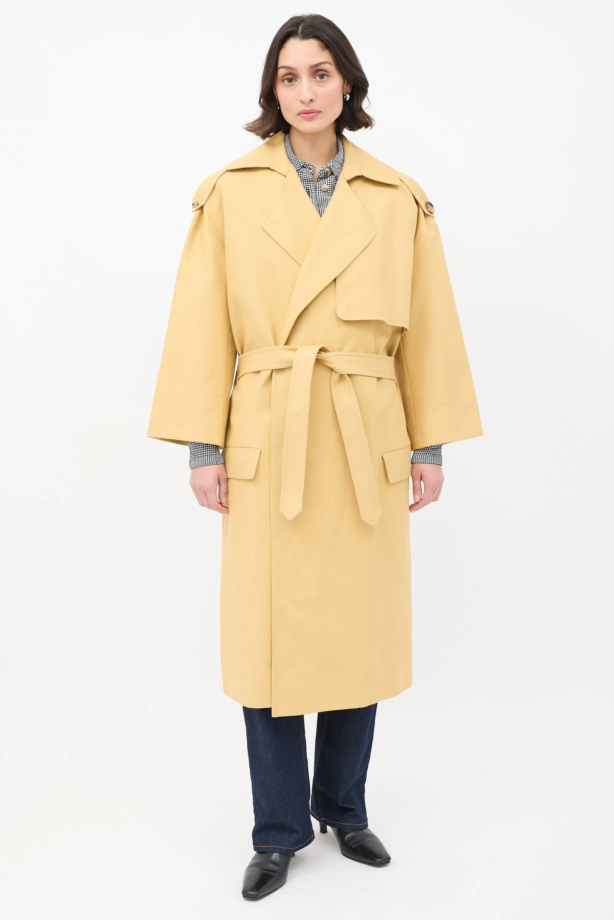 Yellow Cotton Matthias Belted Trench Coat