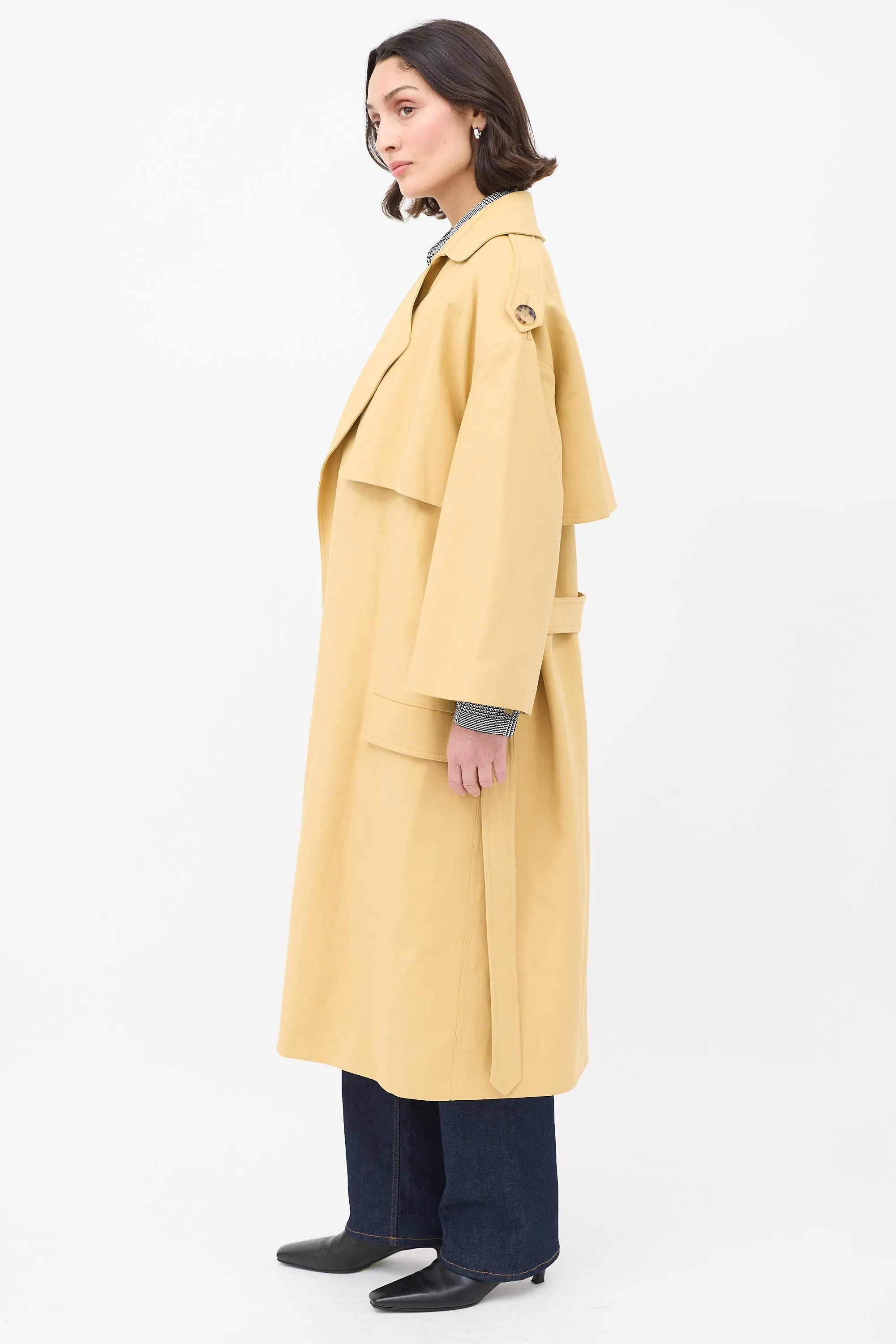 Yellow Cotton Matthias Belted Trench Coat